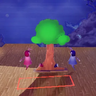 Cardboard placement markers on stage